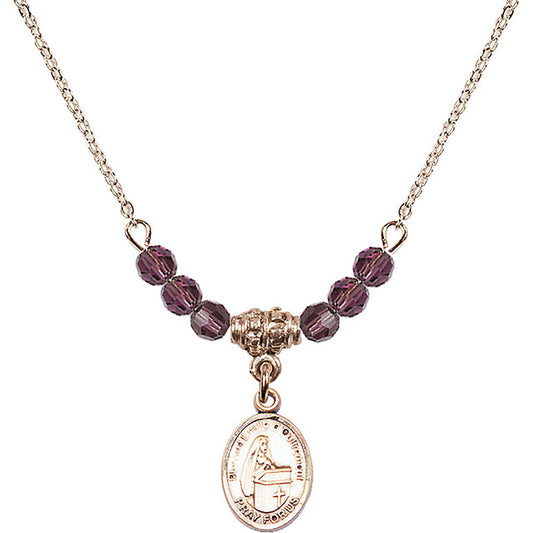 14kt Gold Filled Blessed Emilee Doultremont Birthstone Necklace with Amethyst Beads - 9390
