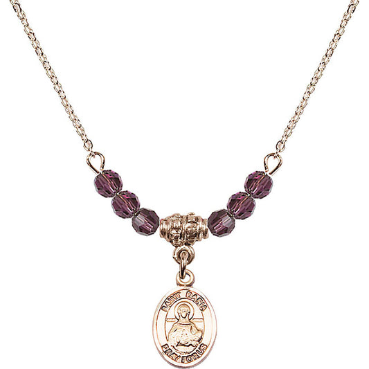 14kt Gold Filled Saint Daria Birthstone Necklace with Amethyst Beads - 9396