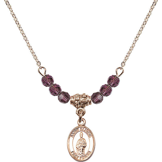 14kt Gold Filled Saint Eligius Birthstone Necklace with Amethyst Beads - 9402