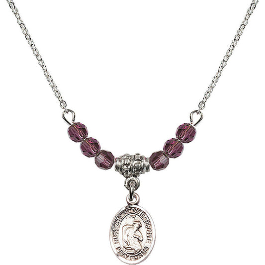 Sterling Silver Blessed Herman the Cripple Birthstone Necklace with Amethyst Beads - 9403