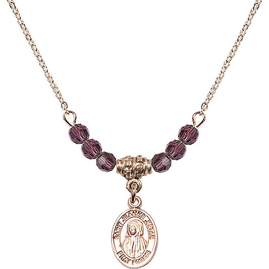 14kt Gold Filled Saint Jeanne Jugan Birthstone Necklace with Amethyst Beads - 9409