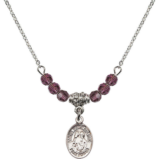 Sterling Silver Saints Peter & Paul Birthstone Necklace with Amethyst Beads - 9410