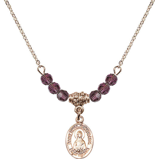 14kt Gold Filled Saint Lydia Purpuraria Birthstone Necklace with Amethyst Beads - 9411