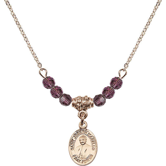 14kt Gold Filled Saint Joseph Marello Birthstone Necklace with Amethyst Beads - 9430