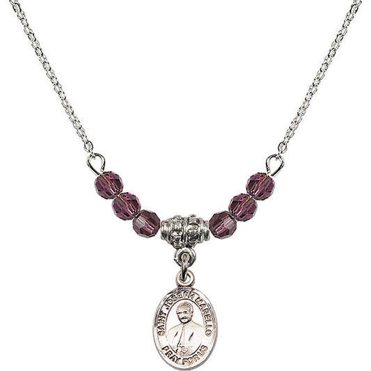 Sterling Silver Saint Joseph Marello Birthstone Necklace with Amethyst Beads - 9430