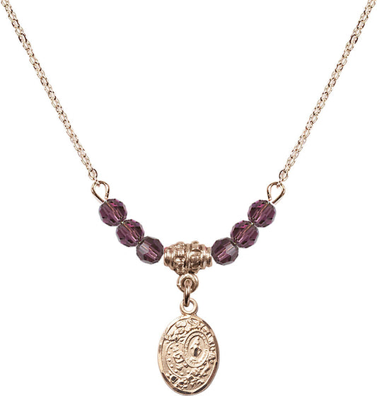 14kt Gold Filled Miraculous Birthstone Necklace with Amethyst Beads - 9682