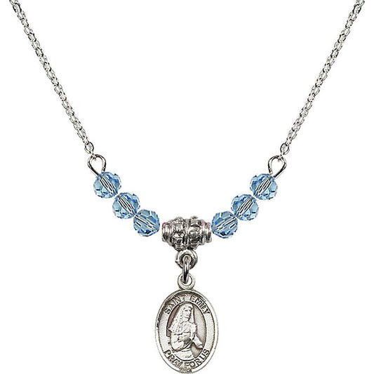 Sterling Silver Saint Emily de Vialar Birthstone Necklace with Aqua Beads - 9047