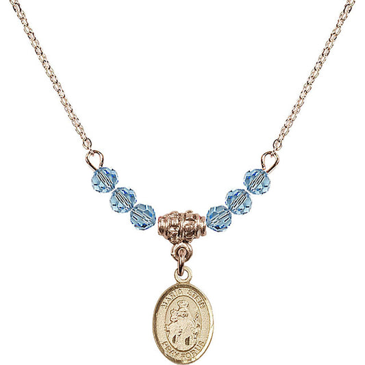 14kt Gold Filled Maria Stein Birthstone Necklace with Aqua Beads - 9133