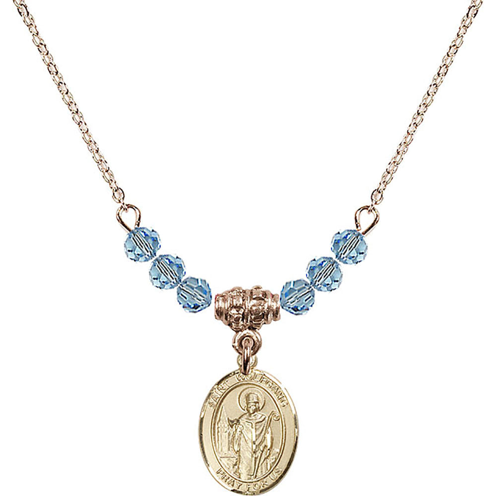 14kt Gold Filled Saint Wolfgang Birthstone Necklace with Aqua Beads - 9323