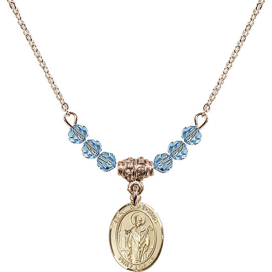 14kt Gold Filled Saint Wolfgang Birthstone Necklace with Aqua Beads - 9323