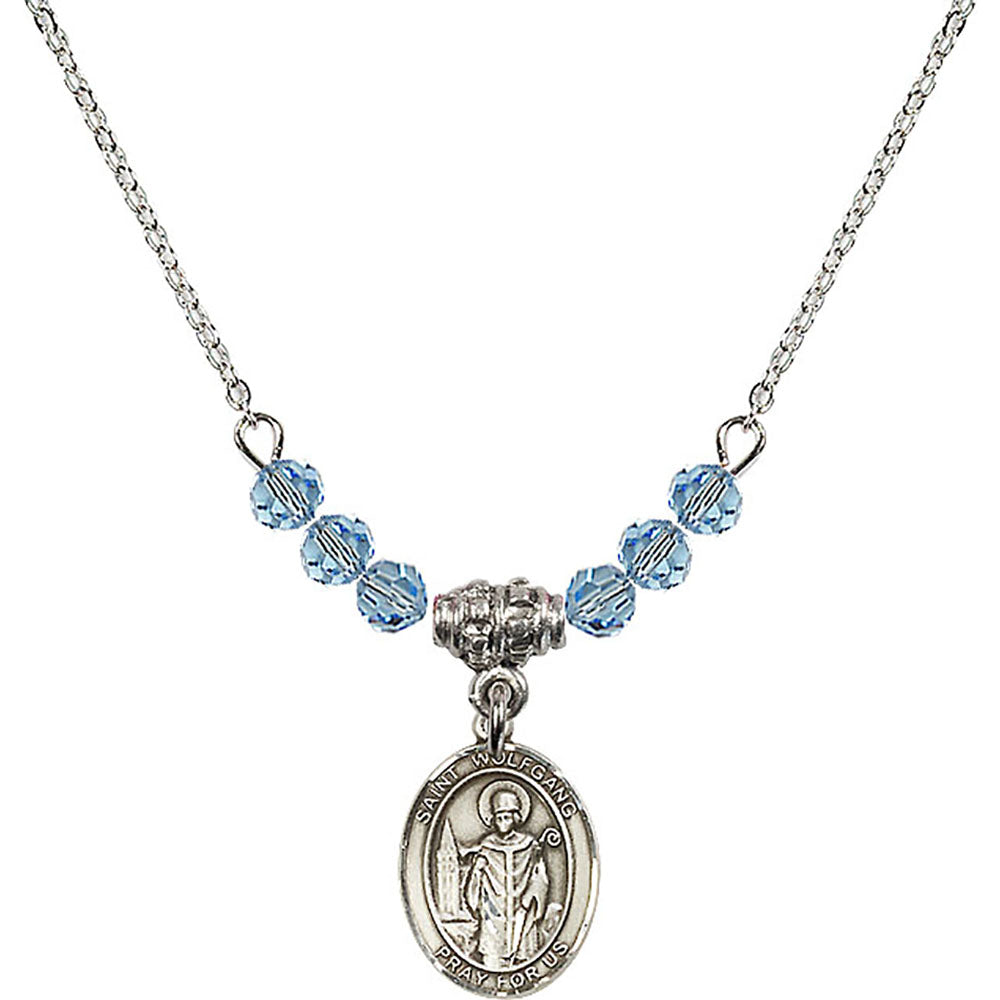Sterling Silver Saint Wolfgang Birthstone Necklace with Aqua Beads - 9323