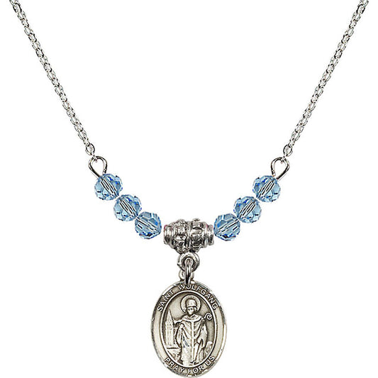 Sterling Silver Saint Wolfgang Birthstone Necklace with Aqua Beads - 9323