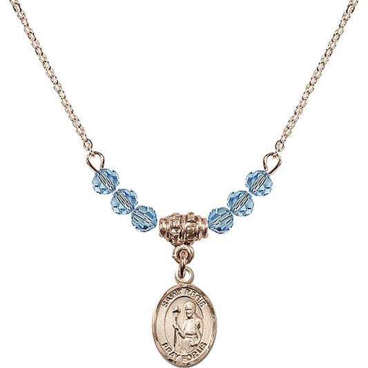 14kt Gold Filled Saint Regis Birthstone Necklace with Aqua Beads - 9380