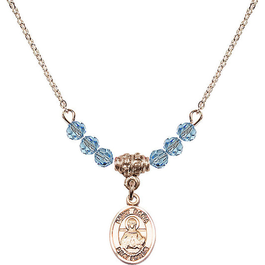 14kt Gold Filled Saint Daria Birthstone Necklace with Aqua Beads - 9396