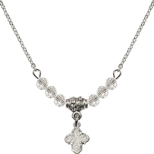 Sterling Silver 4-Way Birthstone Necklace with Crystal Beads - 0207