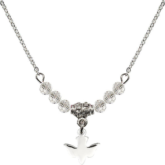 Sterling Silver Holy Spirit Birthstone Necklace with Crystal Beads - 0225
