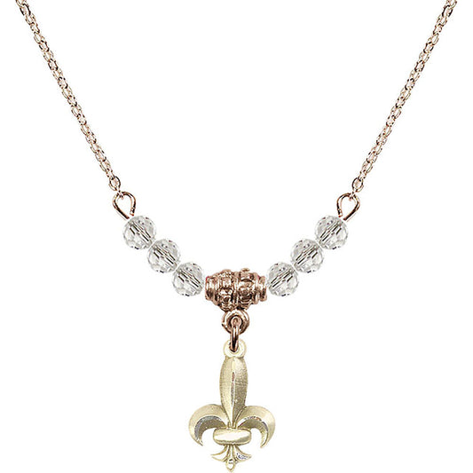 14kt Gold Filled Fleur de Lis Birthstone Necklace with Crystal Beads - 0293