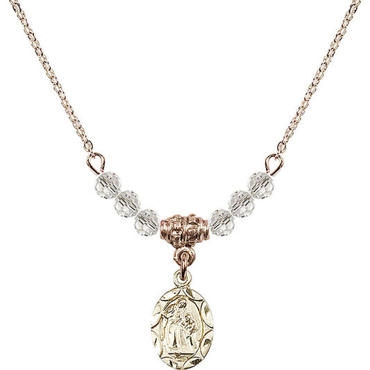 14kt Gold Filled Saint Ann Birthstone Necklace with Crystal Beads - 0301