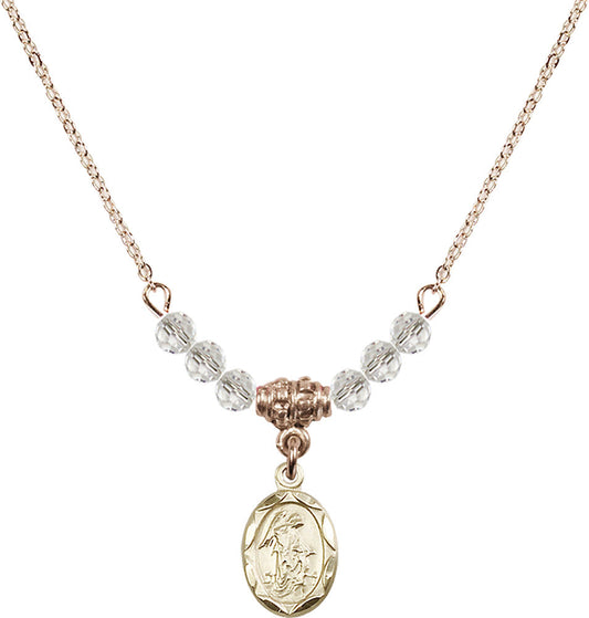 14kt Gold Filled Guardian Angel Birthstone Necklace with Crystal Beads - 0301
