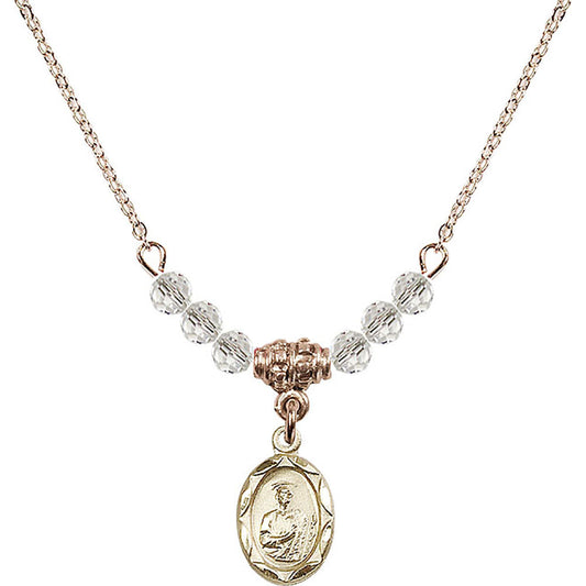 14kt Gold Filled Saint Jude Birthstone Necklace with Crystal Beads - 0301