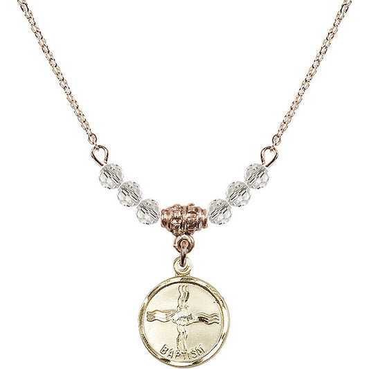 14kt Gold Filled Baptism Birthstone Necklace with Crystal Beads - 0601