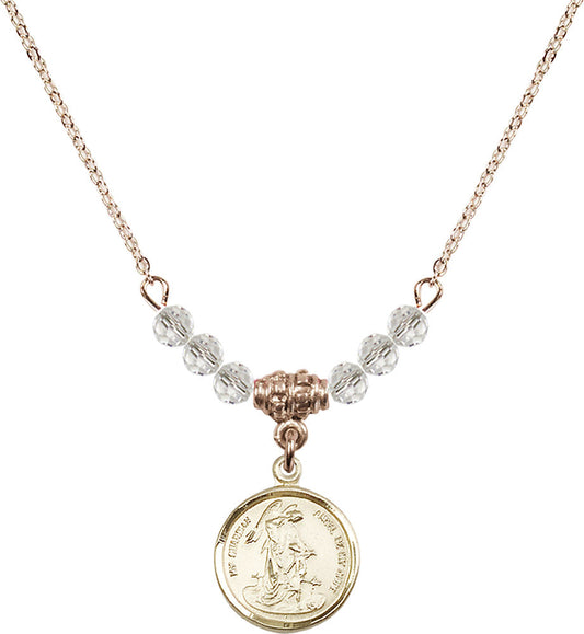 14kt Gold Filled Guardian Angel Birthstone Necklace with Crystal Beads - 0601