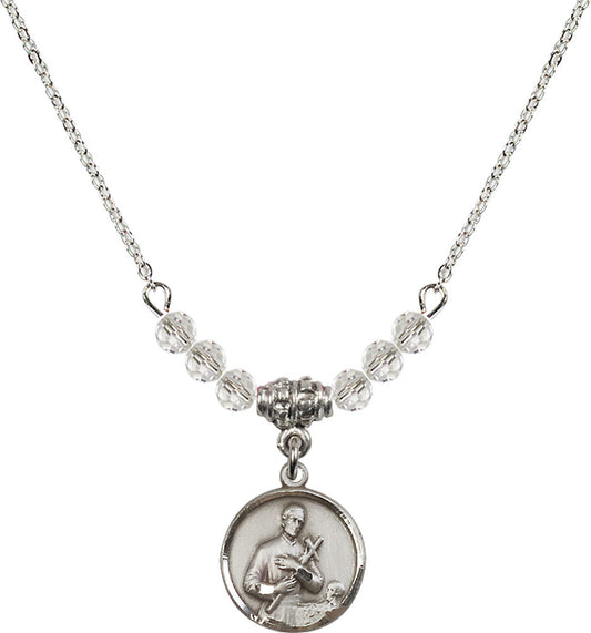 Sterling Silver Saint Gerard Birthstone Necklace with Crystal Beads - 0601