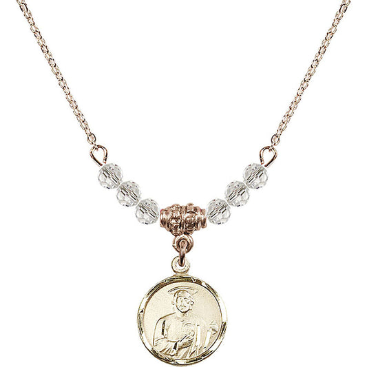 14kt Gold Filled Saint Jude Birthstone Necklace with Crystal Beads - 0601
