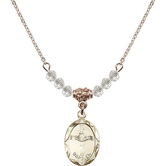14kt Gold Filled Baptism Birthstone Necklace with Crystal Beads - 0612
