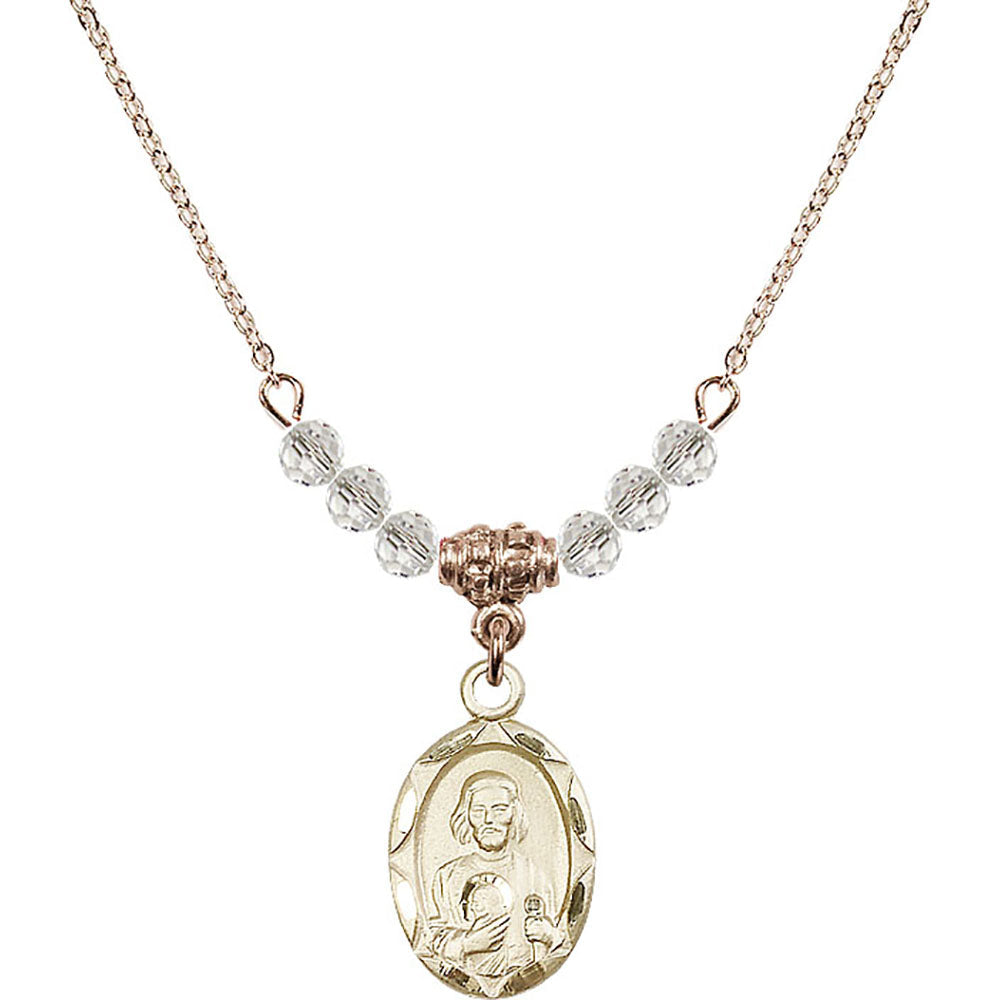 14kt Gold Filled Saint Jude Birthstone Necklace with Crystal Beads - 0612