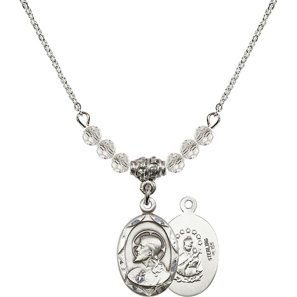 Sterling Silver Scapular Birthstone Necklace with Crystal Beads - 0612