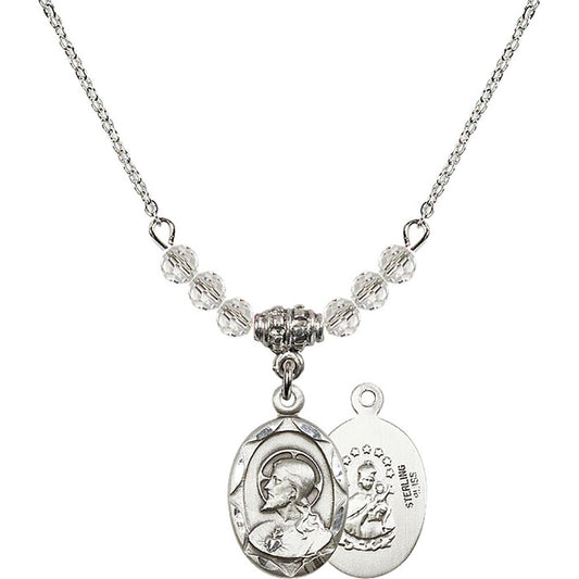 Sterling Silver Scapular Birthstone Necklace with Crystal Beads - 0612