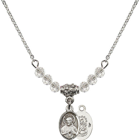 Sterling Silver Scapular Birthstone Necklace with Crystal Beads - 0702