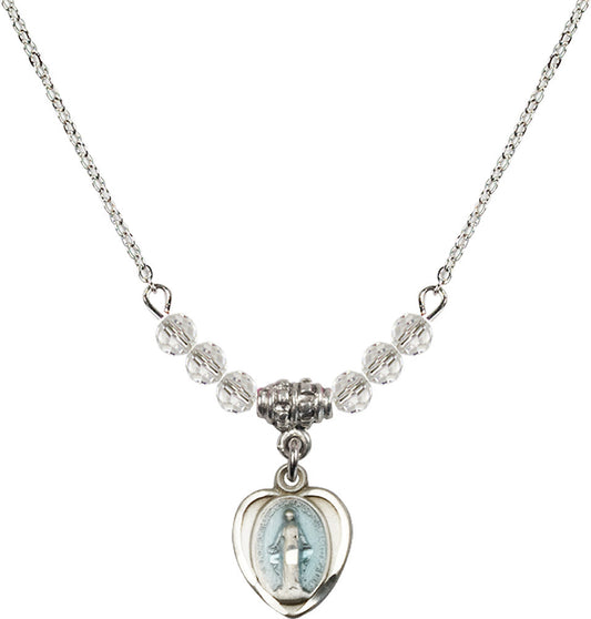 Sterling Silver Miraculous Birthstone Necklace with Crystal Beads - 0706