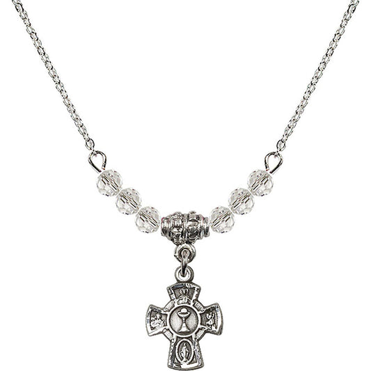 Sterling Silver 5-Way / Chalice Birthstone Necklace with Crystal Beads - 0845