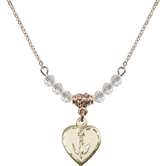 14kt Gold Filled Heart / Confirmation Birthstone Necklace with Crystal Beads - 0891