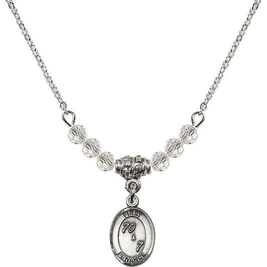 Sterling Silver First Penance Birthstone Necklace with Crystal Beads - 0967