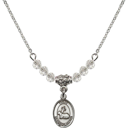 Sterling Silver First Reconciliation Birthstone Necklace with Crystal Beads - 0968