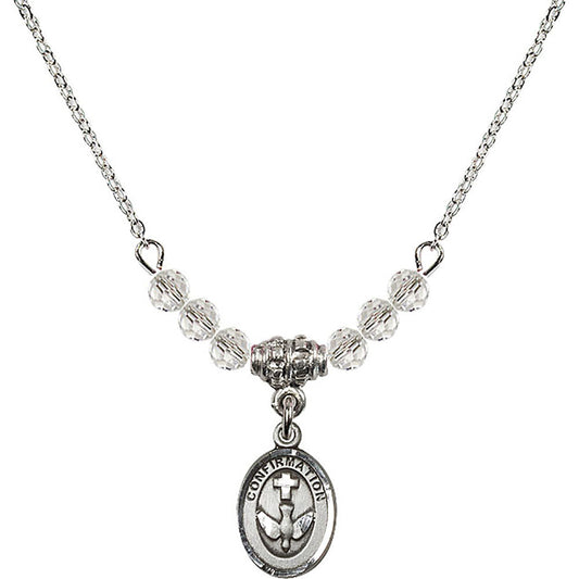 Sterling Silver Confirmation Birthstone Necklace with Crystal Beads - 0973