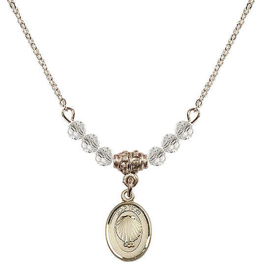 14kt Gold Filled Baptism Birthstone Necklace with Crystal Beads - 0974