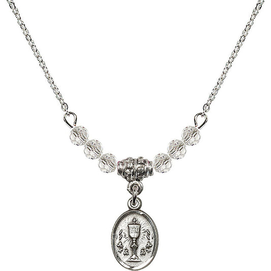 Sterling Silver Chalice Birthstone Necklace with Crystal Beads - 0975