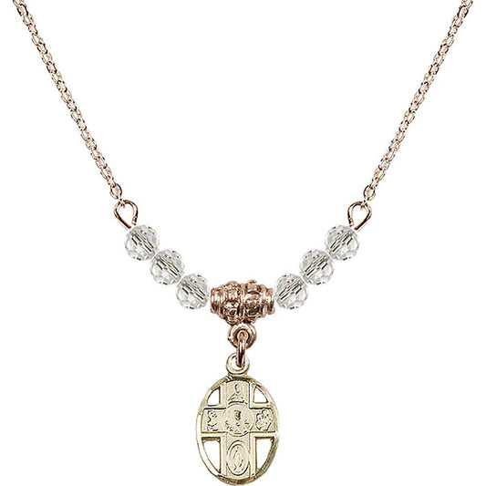 14kt Gold Filled 5-Way / Chalice Birthstone Necklace with Crystal Beads - 0979
