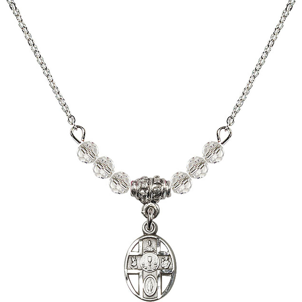 Sterling Silver 5-Way / Chalice Birthstone Necklace with Crystal Beads - 0979