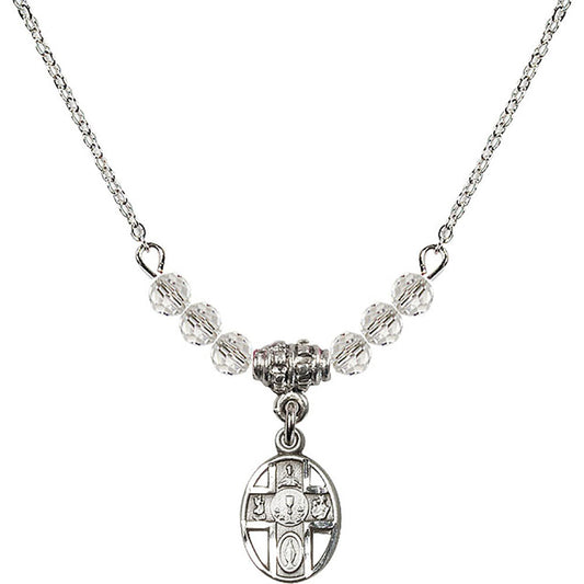 Sterling Silver 5-Way / Chalice Birthstone Necklace with Crystal Beads - 0979
