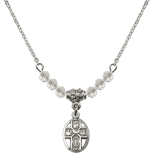Sterling Silver 5-Way Birthstone Necklace with Crystal Beads - 0980