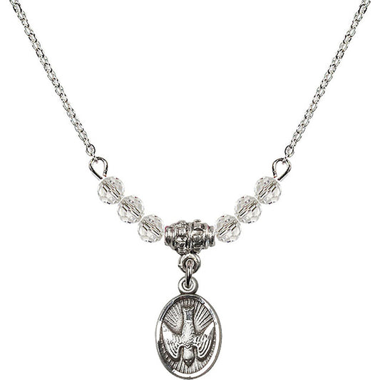 Sterling Silver Holy Spirit Birthstone Necklace with Crystal Beads - 0982