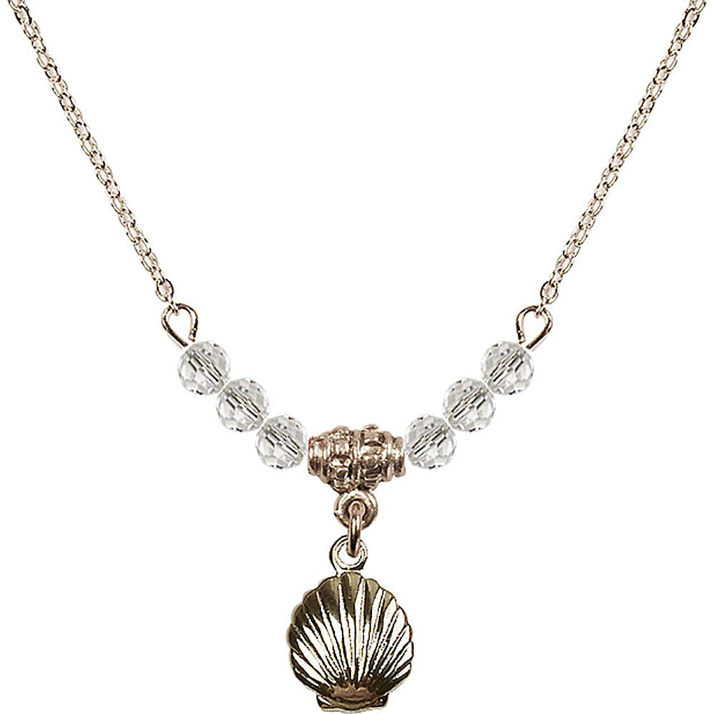 14kt Gold Filled Shell Birthstone Necklace with Crystal Beads - 1260