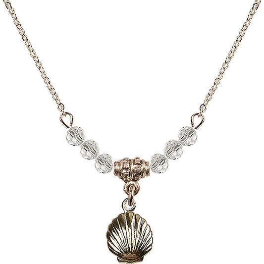14kt Gold Filled Shell Birthstone Necklace with Crystal Beads - 1260