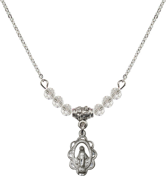 Sterling Silver Miraculous Birthstone Necklace with Crystal Beads - 1610