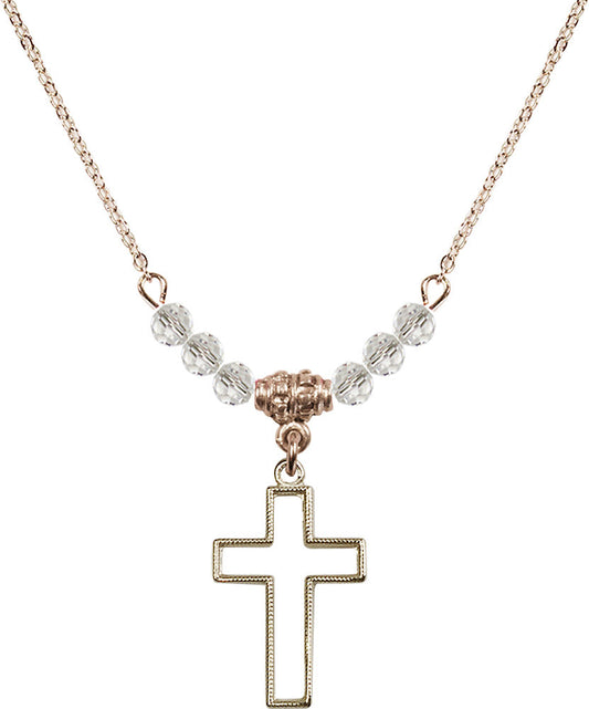 14kt Gold Filled Cross Birthstone Necklace with Crystal Beads - 1708